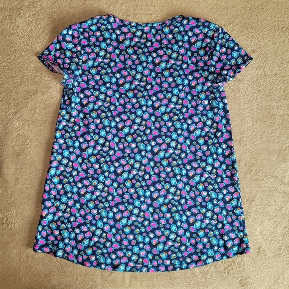 Lilly Pulitzer Etta V-Neck Top Seabreeze Blue Low Tide Navy Spotted Wild size XS - Picture 6 of 9